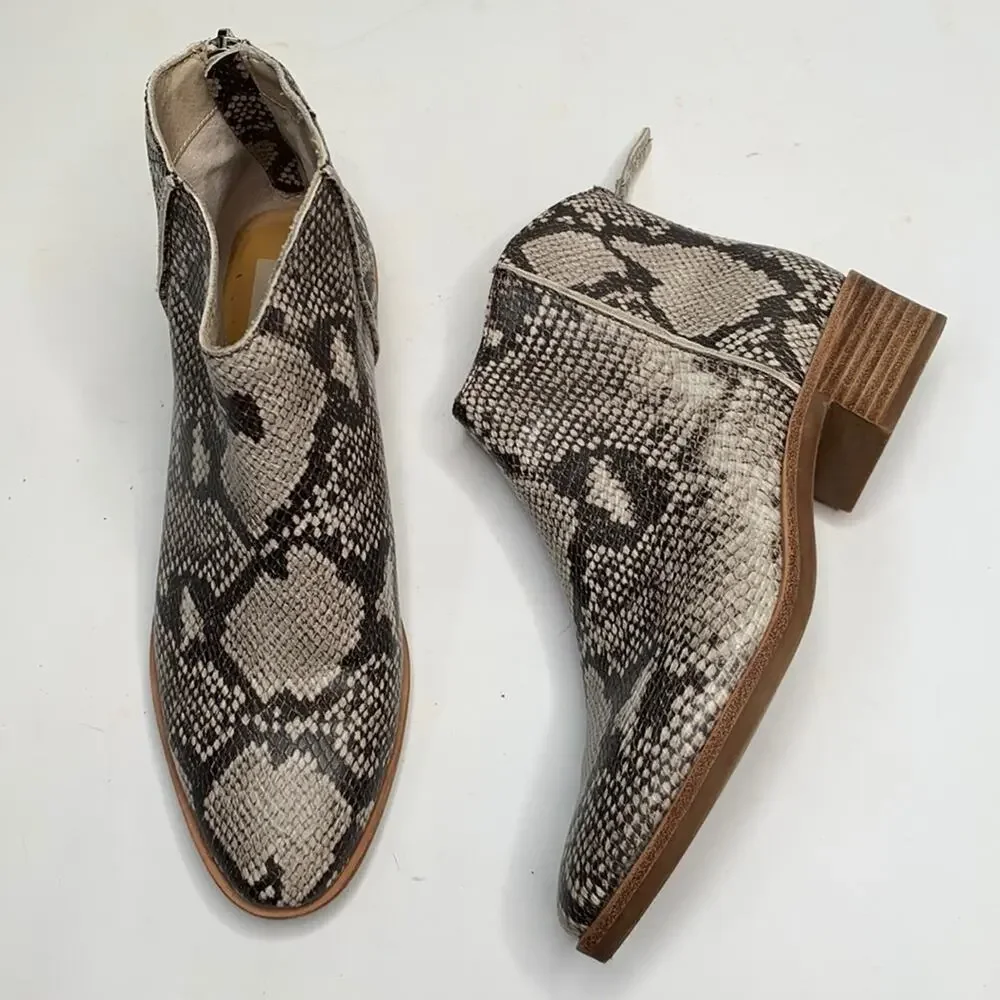Dolce Vita Women's Tavin Faux Snakeskin Zip Booties Ankle Boots S-044 Sz 8.5